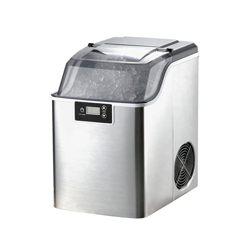 Machine à glaçons de comptoir, 44 lb par jour, machine portative autonettoyante avec pelle, panier à glaçons de 4 lb, machine à glaçons avec glaçons à croquer pour la maison, la cuisine, le bureau, le bar et la fête