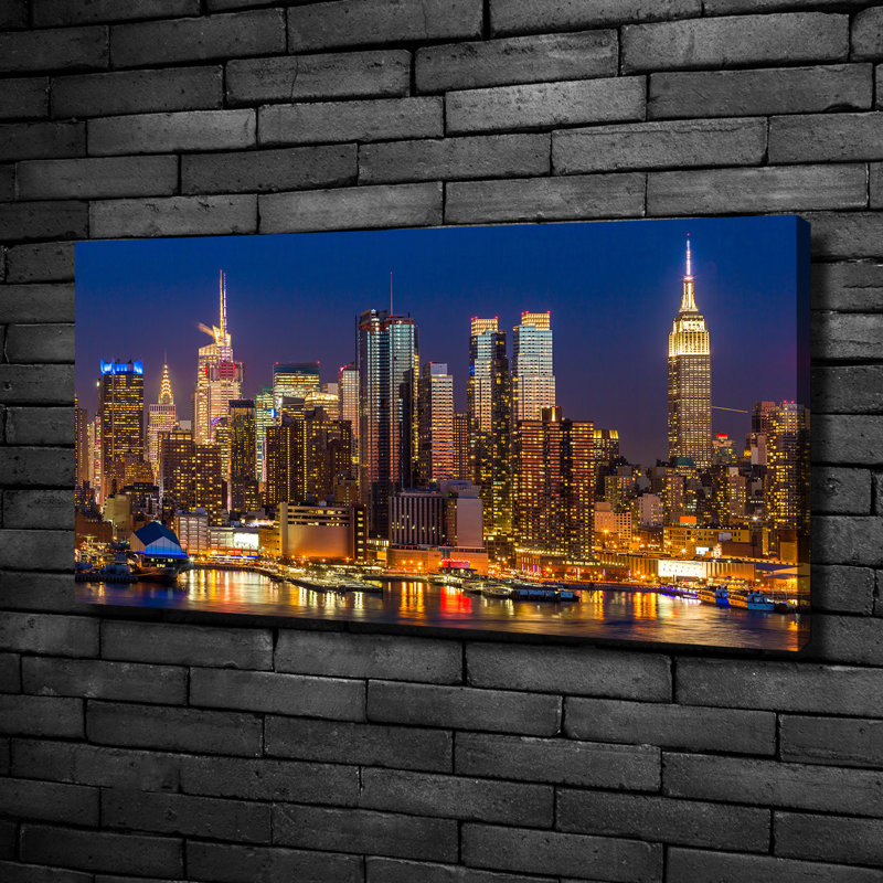 Manhattan By Night - No Frame Print on Canvas