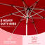 Parasol de piscine 9 pi rouge brique, protégé et imperméable, 8 nervures robustes, manivelle à bouton-poussoir inclinable pour patio, jardin, parasol d'extérieur dans la cour rouge, terrasse facile, cour arrière