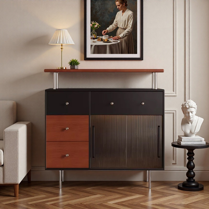 Armoire décorative à grande capacité de rangement Retro, H 39,37 po x l 39,37 po x P 13,77 po