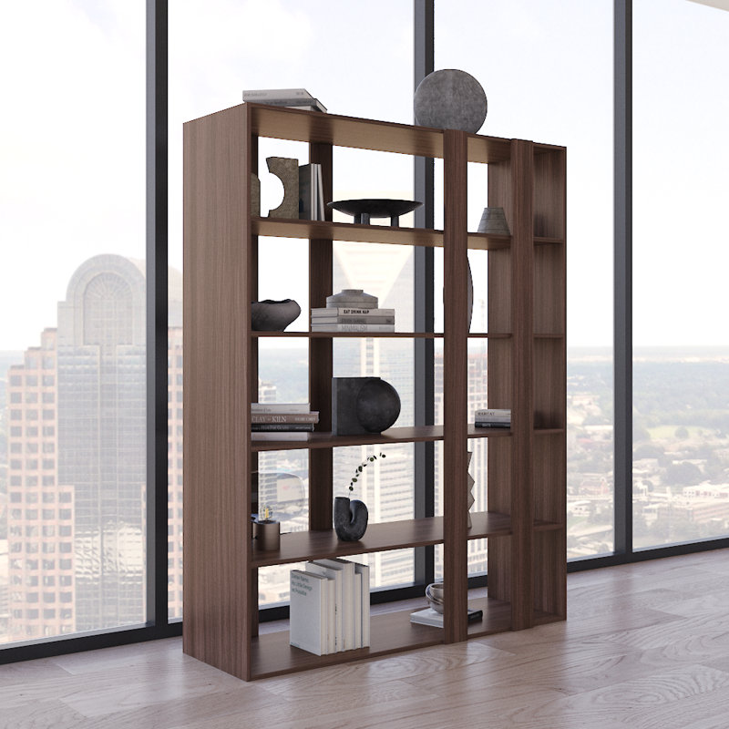 Cerena 59.1" Bookcase with Matte Finish, Walnut