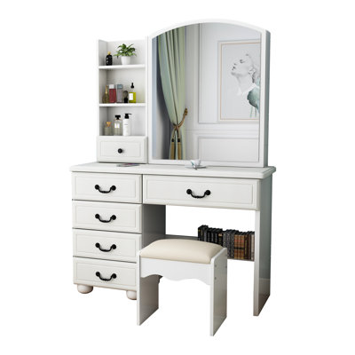 Quality Makeup Desk With Lights And Mirror - 3 Color Choices, Spacious Drawer Unit Fashionable Vanity Table Modes, Organizer