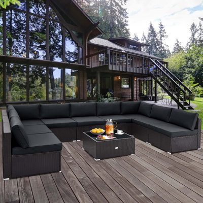 9 - Person Patio Conversation Set with Cushions