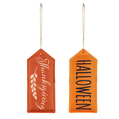 Plaque de porte réversible Wilen Halloween Thanksgiving