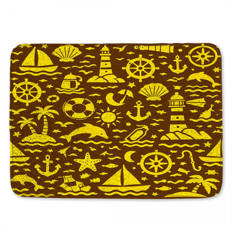 Tapis de bain jaune, 34in W x 21in L