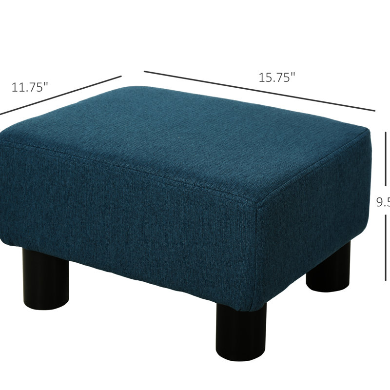 Repose-pieds avec tissu en lin bleu et pieds en plastique, ajoutant du confort au salon Des pieds rembourrés confortables pour un espace élégant