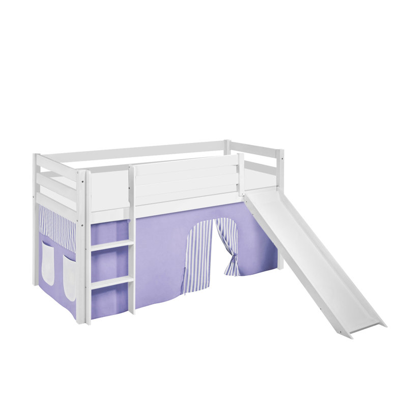 Basic Kids Loft Bed, Purple and beige, European Single (90 x 200 cm)