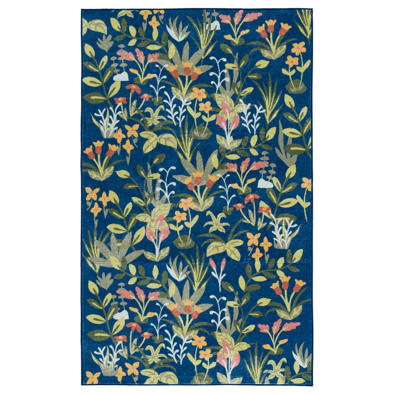 Tapis floral lavable à la machine à performance mécanique MSRW 192, Rectangulaire 3 pi x 5 pi