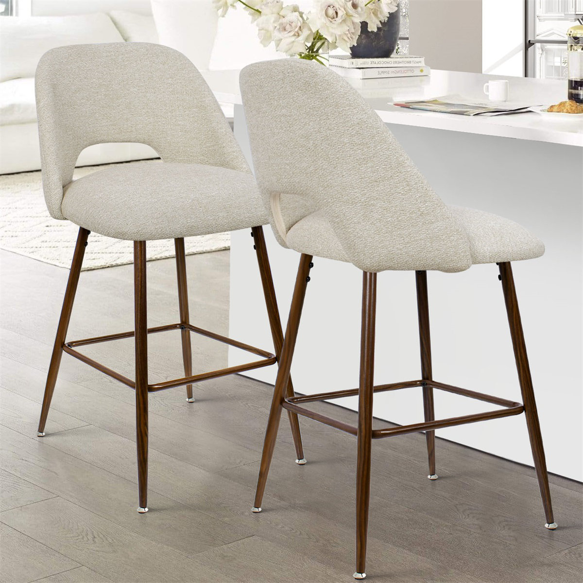 Wade Logan® Berneta 26" Upholstered Counter Stools & Reviews | Wayfair