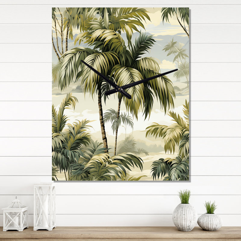 Horloge murale tropicale, horloge décorative de style île tropicale, Moyen