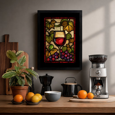 Wine Glass Harvest Art Deco - Framed Print