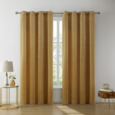Pleze Velvet Semi Sheer Curtain Pair