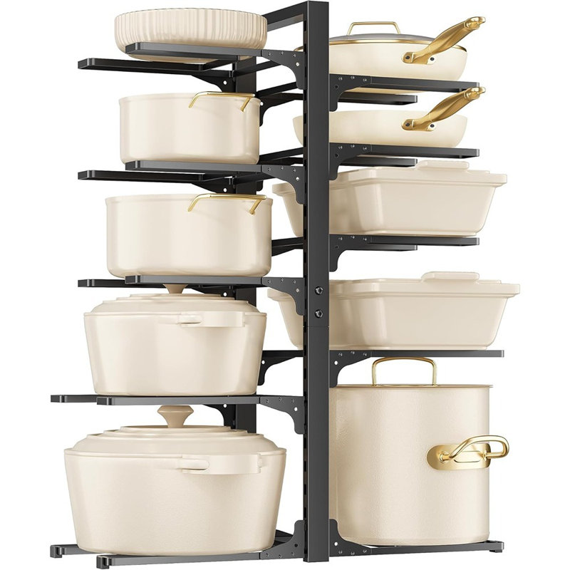 Organisateur de casseroles et de poêles sous l'armoire, organisateur de cuisine et de rangement pour casseroles et poêles de 23,62 po de hauteur, support de casserole réglable pour poêle à frire, poêle en fonte
