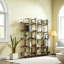 Bibliothèque à 5 niveaux avec bureau ouvert, tablette de style industriel rétro avec structure en métal-212827917