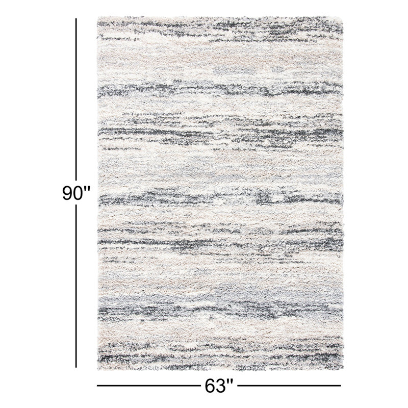 Ivory Round Hand-knotted Shag Rug, 63-inch Synthetic
