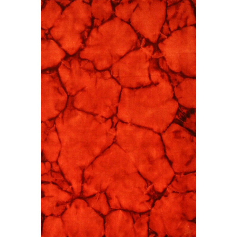 Stylish and Durable Luthersville Hand Knotted Modern Abstract Wool Indoor Red Rectangle Area Rugs, Rectangle 3' x 5'