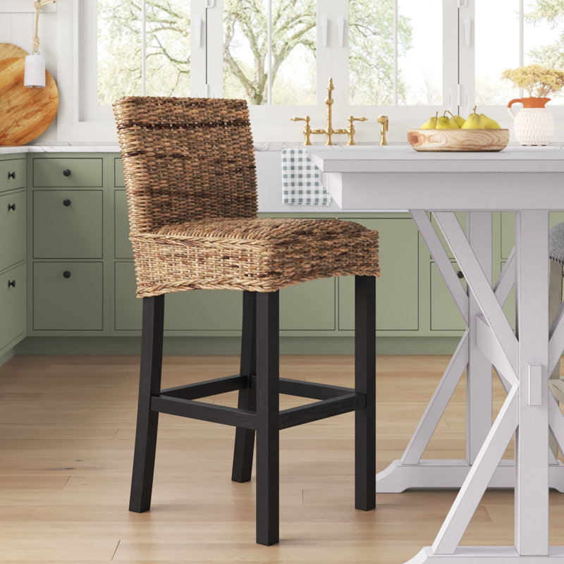 Felipe Counter Stool with Solid Wood Frame, Bar Stool (30" Seat Height)