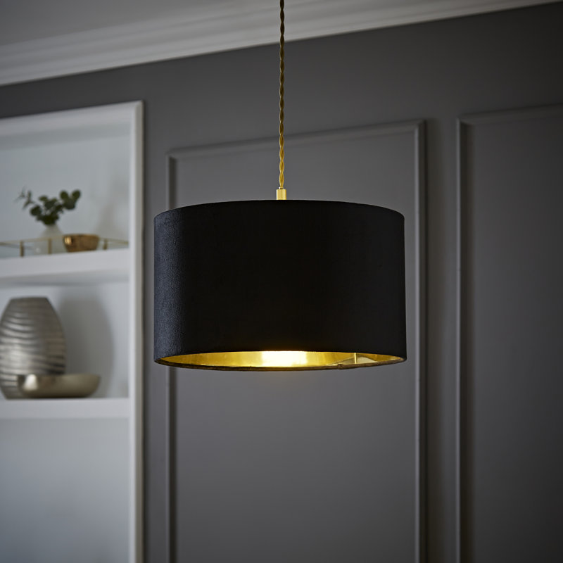 Aidas Linen Blend Drum Lamp Shade ( Slip-On ) in Black, 20cm H x 35cm W x 35cm D