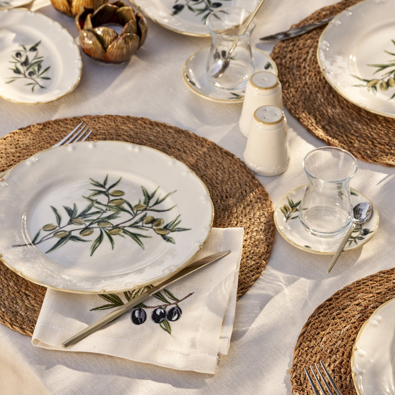 Assiette plate en porcelaine olive