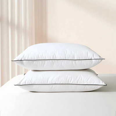 100% Organic Cotton Cover Feather and Goose Down Blend Medium Support Bed Pillow (Set of 2)