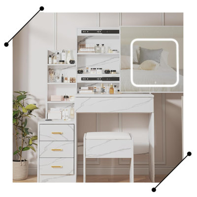 Bureau de coiffeuse avec miroir et lumières DEL