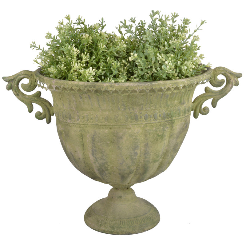 Aged Metal Green Urn Oval (Large)