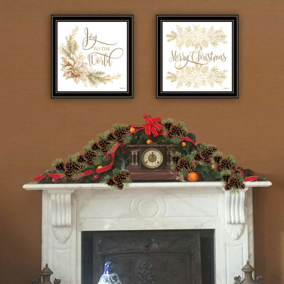 Trendy Decor 4U 2- Piece Vignette Merry Christmas Framed Wall Art For Living Room, Bedroom Wall Art Print For Home Decor By Mollie B