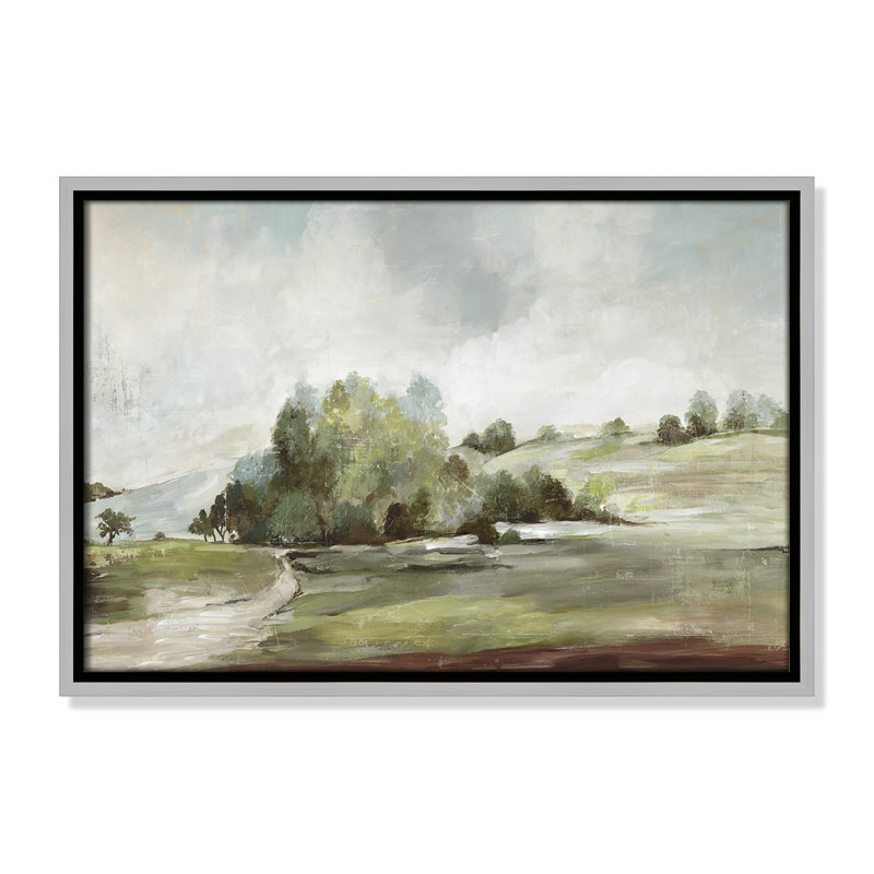 Concorde Green Country Road by Allison Pearce - Floater Frame Print on Canvas, 13.5" H x 19.5" W, Silver