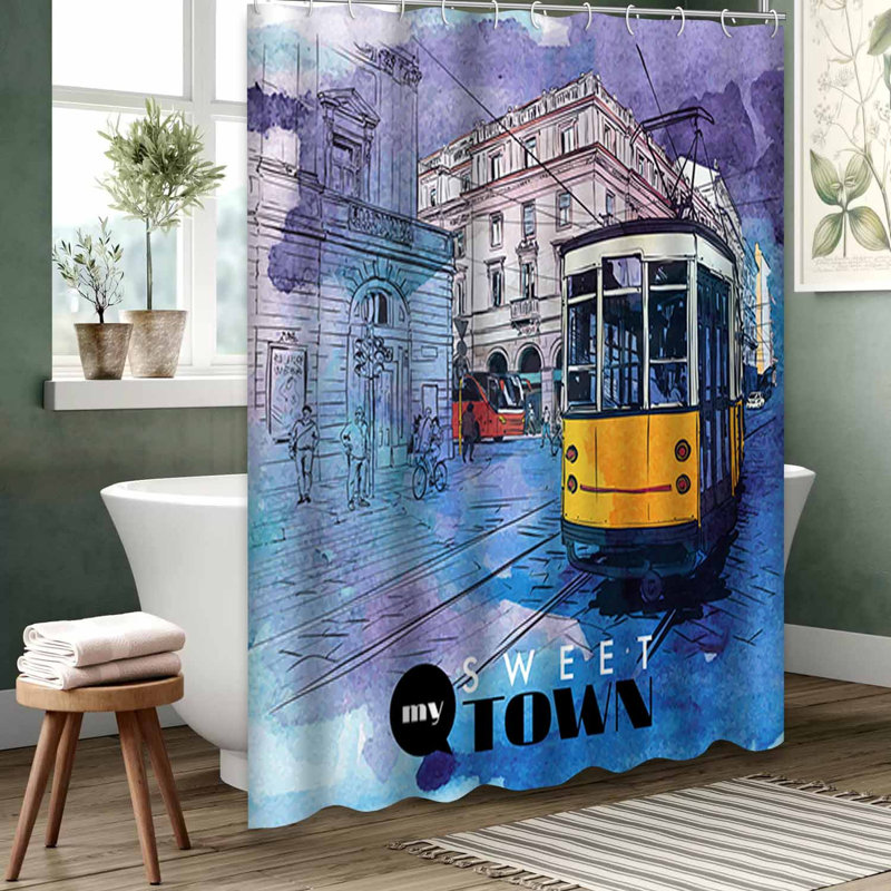Rideau de douche bleu imperméable, rideaux de douche pour la salle de bain avec 12 crochets, 72" L x 78" W