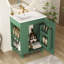 Meuble-lavabo 24 po avec lavabo en céramique, structure en bois massif, rangement multifonctionnel, porte, finition, planches rétro classiques, poignées en métal, espace sous l'évier, 2 tablettes, accès facile à la plomberie