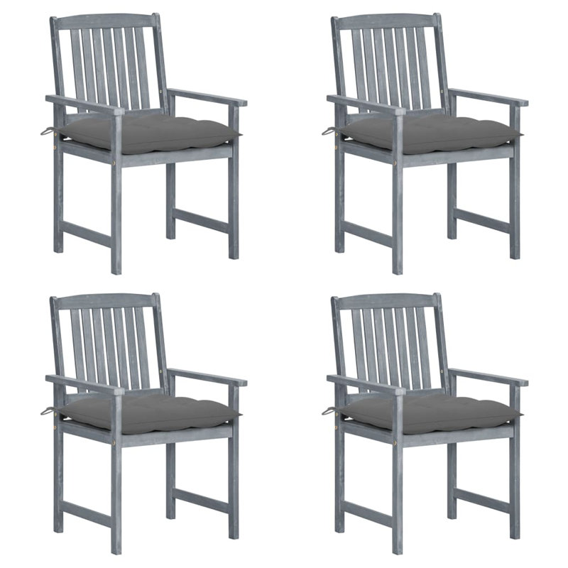 Chaise de patio avec coussins Dederang, gris, gris