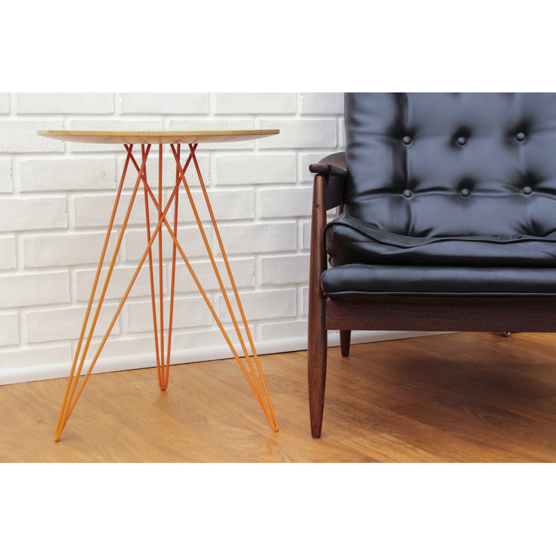Hudson Solid Wood Top End Table, Orange, Walnut