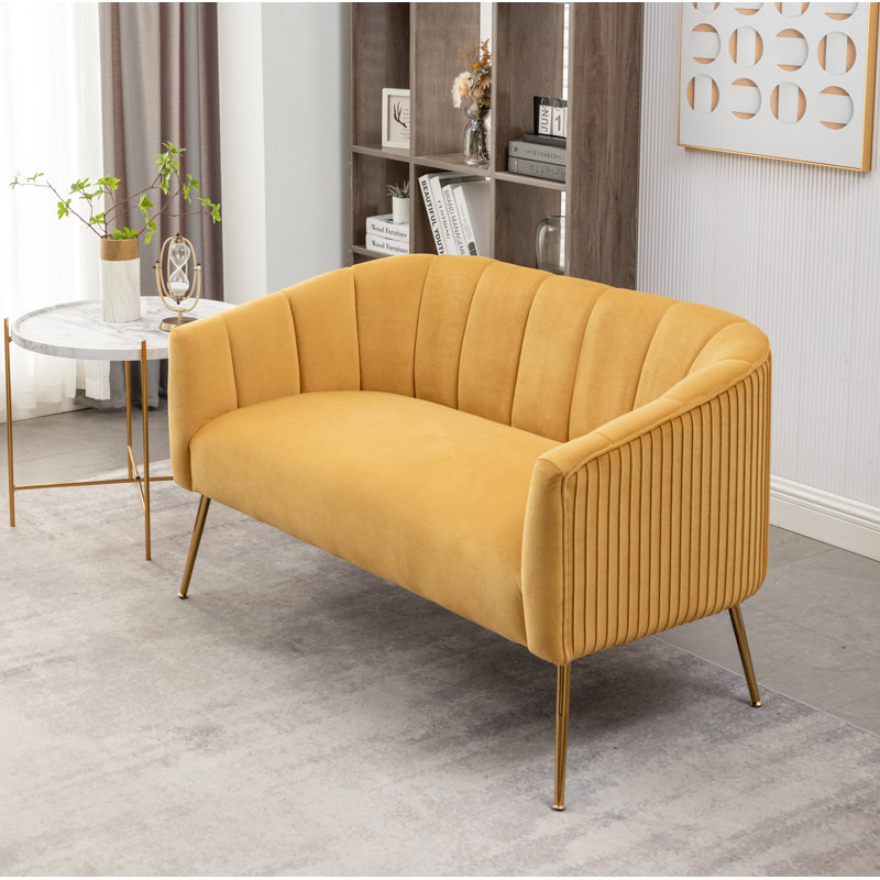 Mariantonietta 51'' Velvet Loveseat, Yellow 