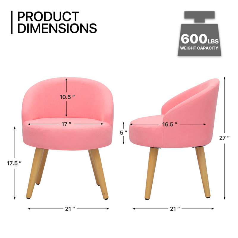 Fauteuil de lecture rembourré en lin, Rose