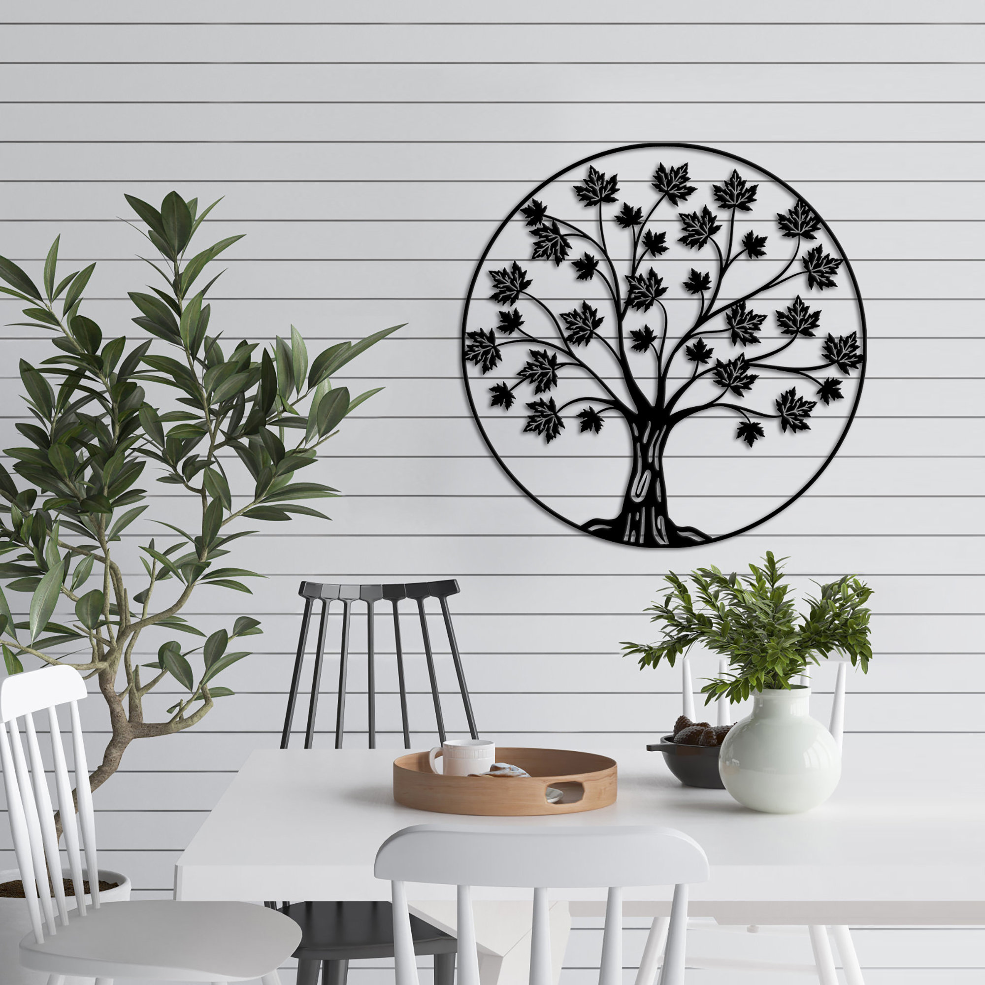 Red Barrel Studio® Metal Wall Art Tree of Life Pierced Wall Home Office