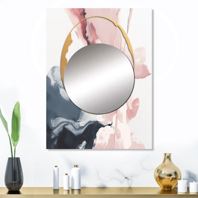 Pataricia Pink And Blue Transcendent Beauty In Marble Art II - Marble Unique Wall Mirror, Modern Mirror, Printed Metal Art