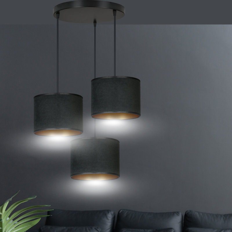 Eamie 3 - Light Black Cluster Pendant, Black