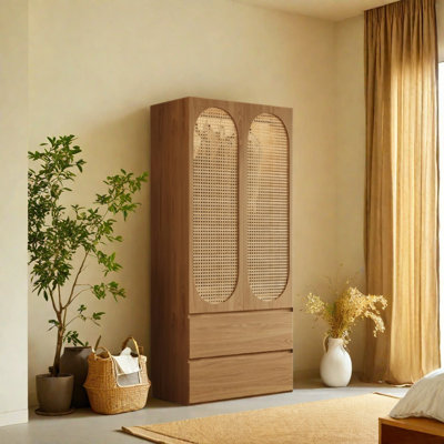 Rattan Woven Simple Classic Wardrobe