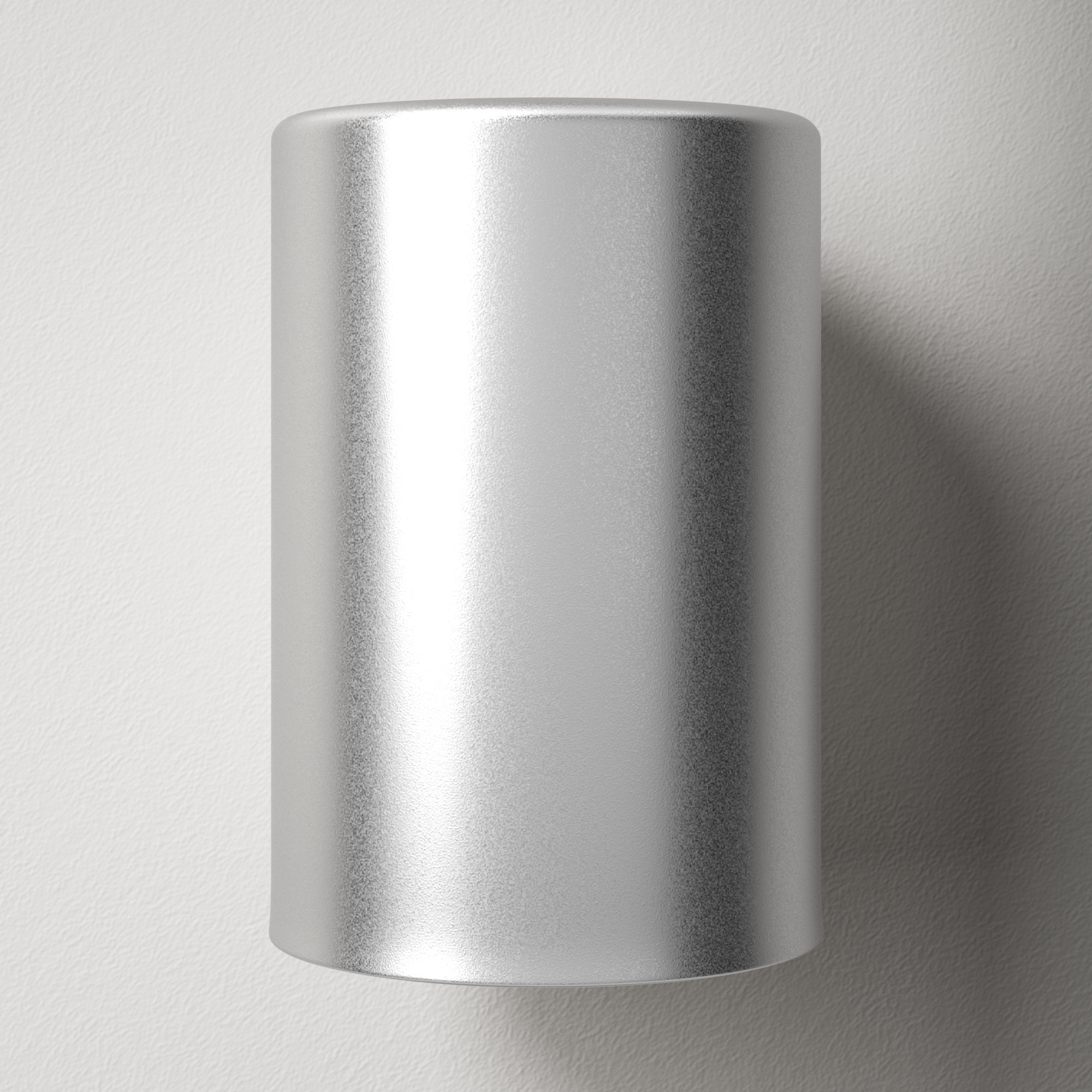 Single Light Cylinder Outdoor Aluminum LED Wall Light, Painted Brushed Nickel, 7.25" H x 5.13" W x 5.13" D
