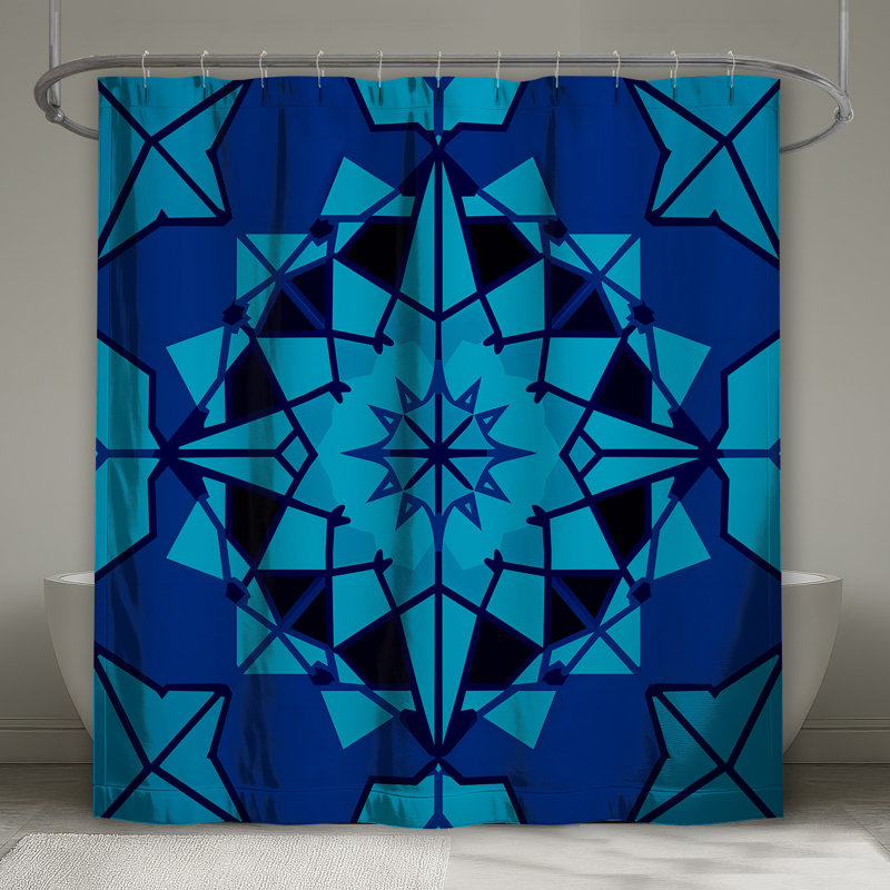 Rideaux de douche kaléidoscope bleu extra-longs, L 70 po x H 84 po