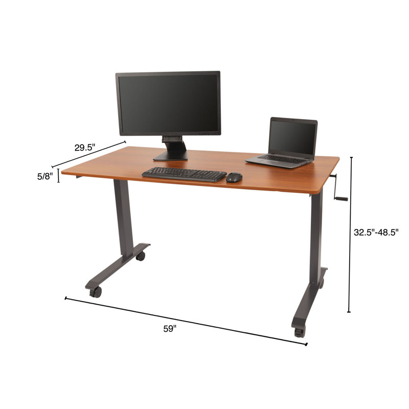 Bureau debout à hauteur ajustable Fontclair, H 32,5 po x l 59 po x P 29,5 po, Teck / gris anthracite