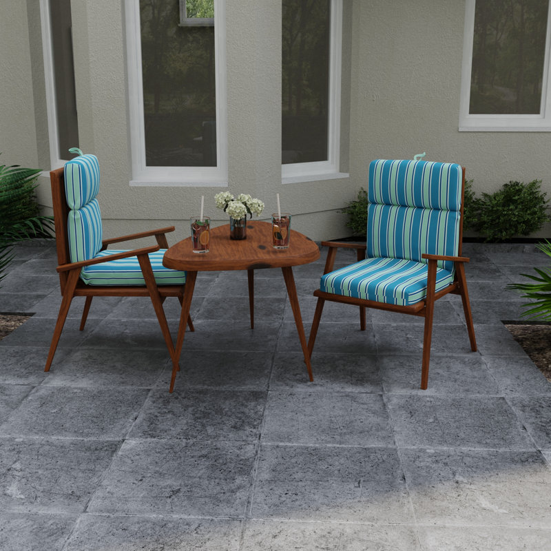 22" x 44" Outdoor Chair Cushion with Ties and Loop, Sanders Puff