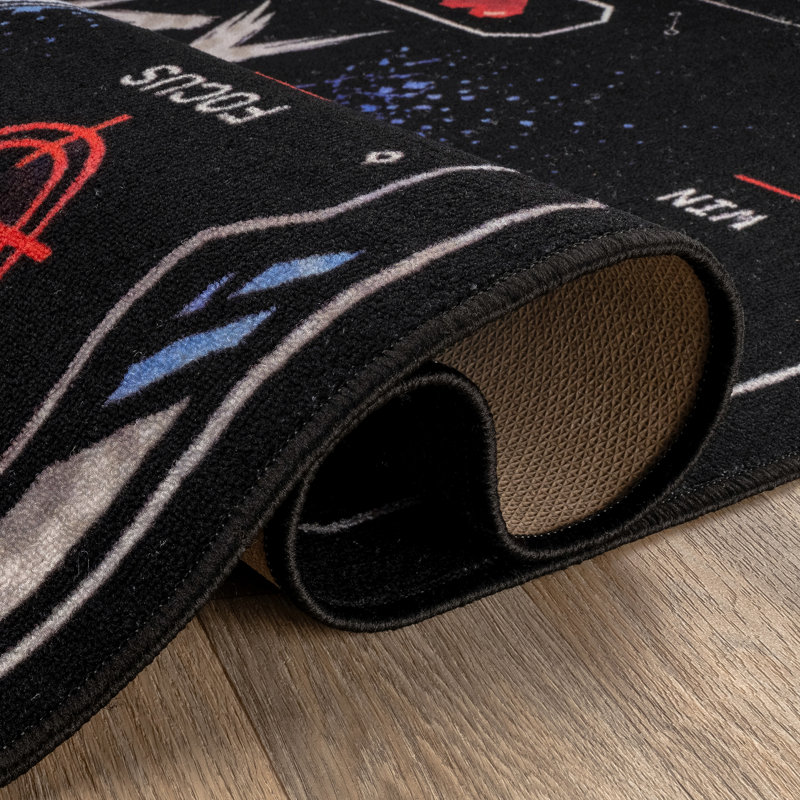 Joueur HUD, tapis de jeu, noir, envers antidérapant, 6 pi 6 po x 9 pi
