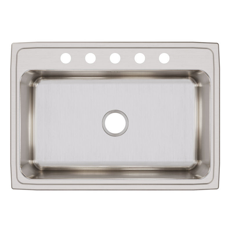 Évier de cuisine encastrable L 31 po x l 22 po Lustertone, 5 trous, Acier inoxydable