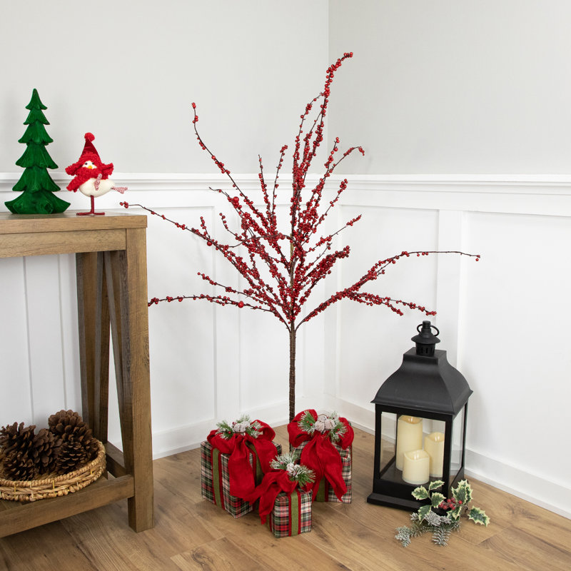 50" Artificial Red Berry Twig Christmas Tree with Square Stand