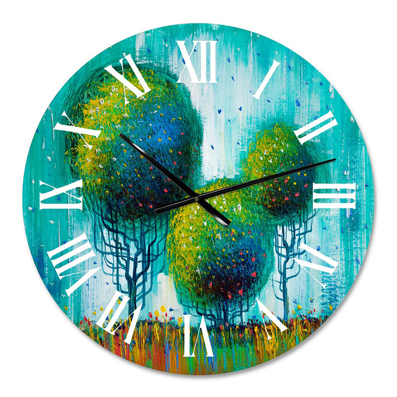 Paysage coloré impressionniste II - horloge murale moderne, Moyen