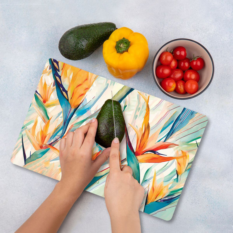 Premium Tempered Glass Cutting Board, 9.8 x 13.8 inches | 100% Antibacterial, Easy Clean, Non-Slip Silicone Feet | Durable Kitchen Essential for Safe Food Preparation, Stylish and Functional Design