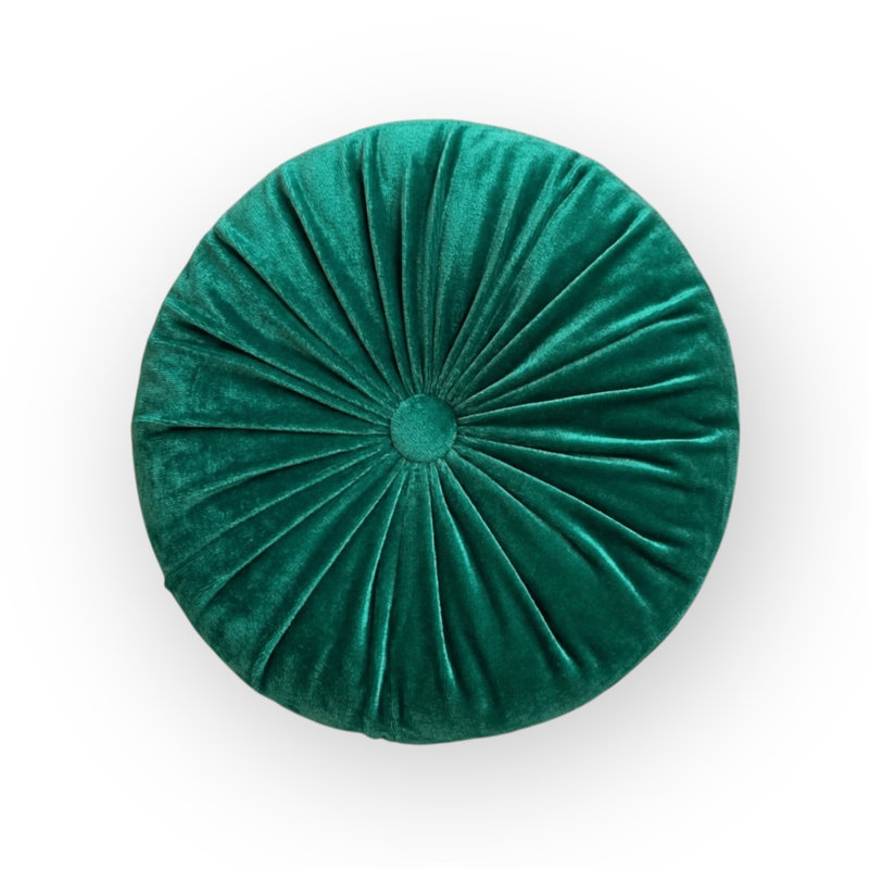 Therese 16" Tufted Round Throw Pillow, 16'' H X 16'' W, Pine Green