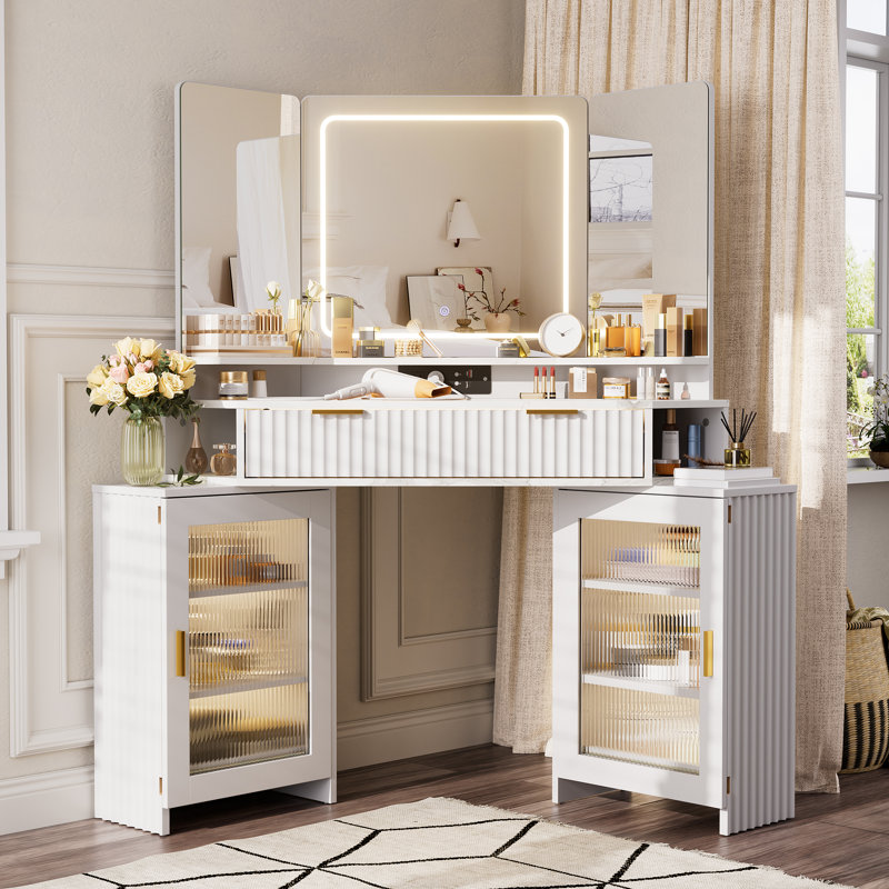 Meuble-lavabo avec plateau en verre