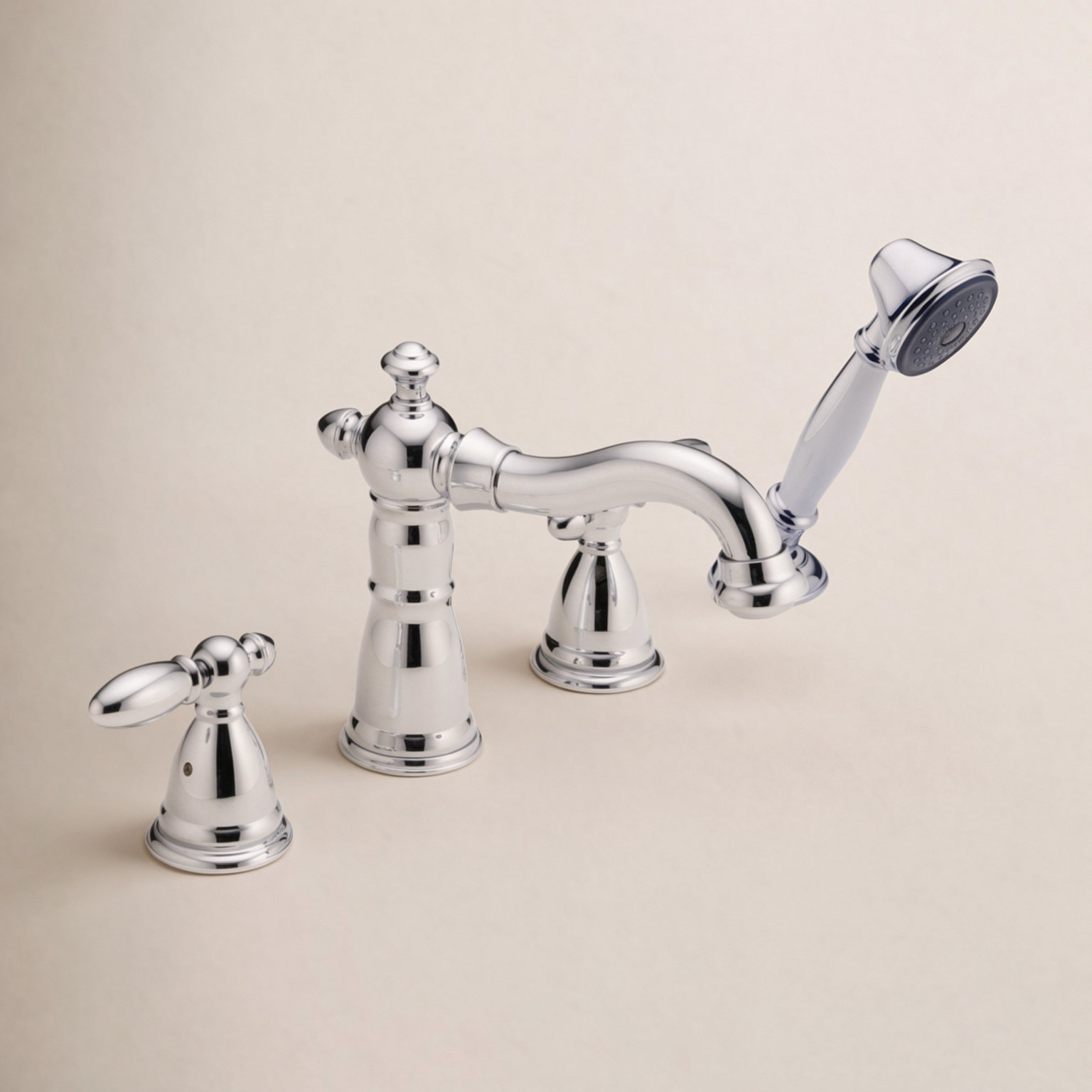 Victorian Deck Tub Filler with Handshower, Chrome